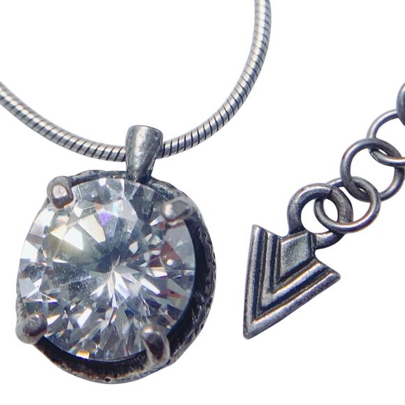 Silpada N1969 Sterling Silver Necklace CZ Pendant Modern Snake Chain Jewelry